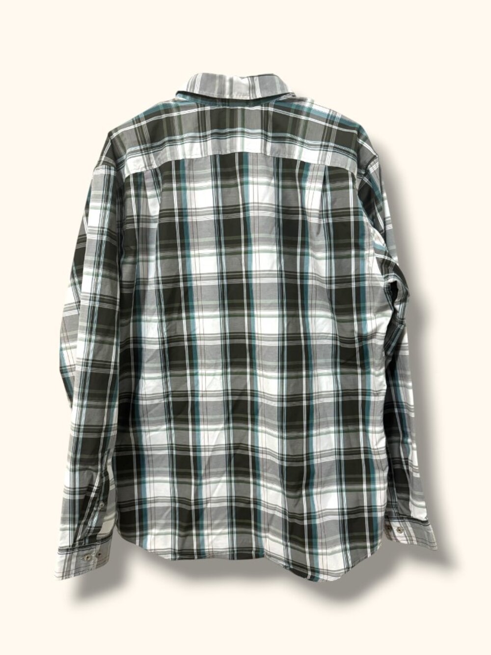 Eddie Bauer Shirt Mens LT Classic Fit Plaid Button Up Long Sleeve Green Gray - Picture 2 of 9